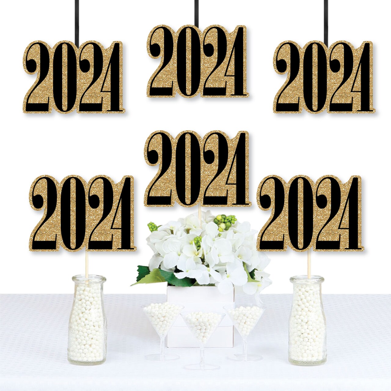 Big Dot of Happiness 2024 Gold Graduation Decorations - DIY Party